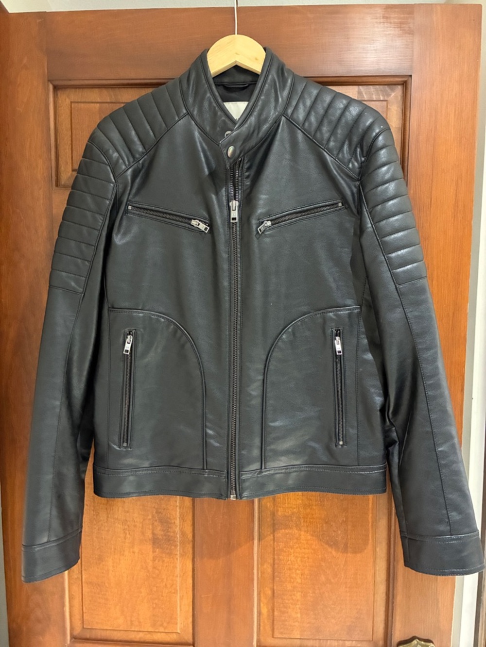 Mango Black Quilted-Shoulder Bomber Jacket